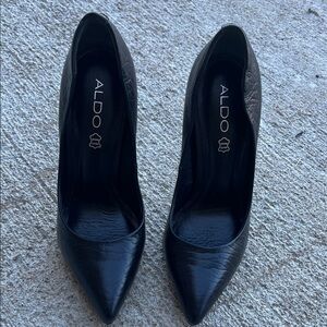 Aldo Black Genuine Leather Women's Heels